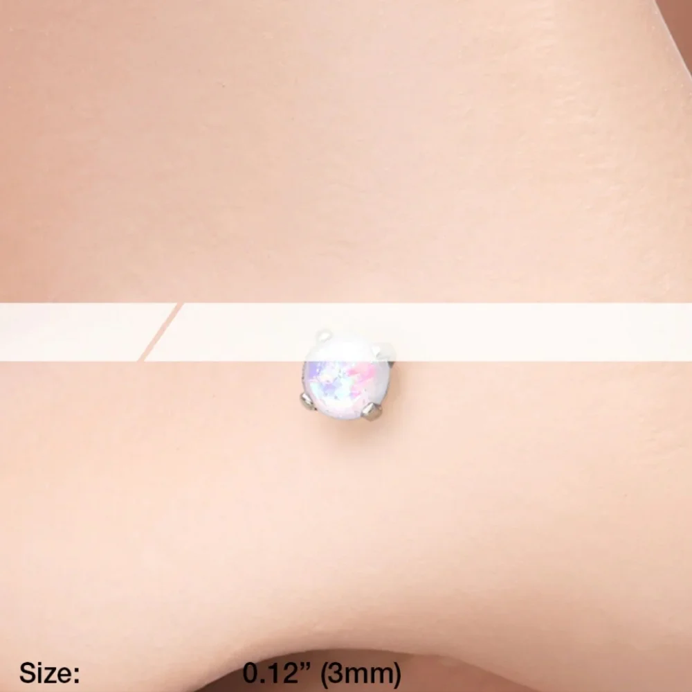 Steel Opal Nose Stud - Picture 2 of 5